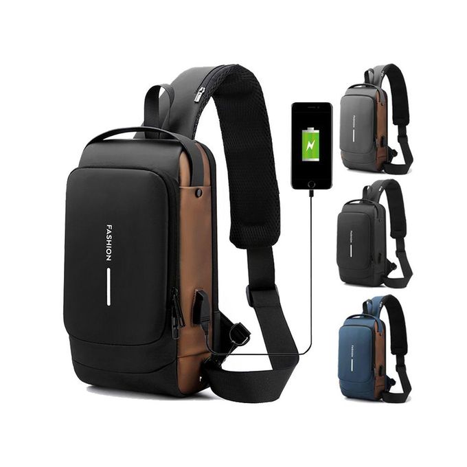 Men Anti Theft Chest Bag Shoulder Usb Charging Crossbody Package School Short Trip Messengers Gym Men’s Sling Sports (random Color)