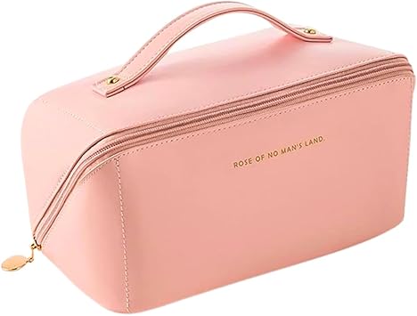 Leather Large Capacity Travel Cosmetic Bag, Multifunctional Storage Makeup Bag RANDOM COLOR