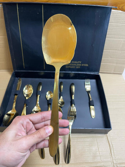 20 Pcs Golden Cutlery Set (Permanent Color)