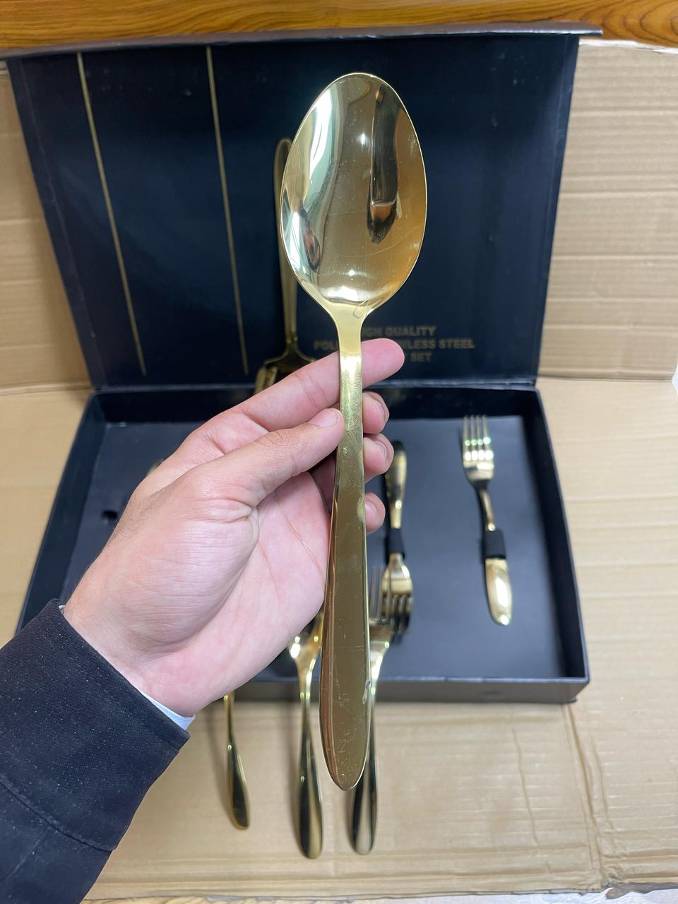 20 Pcs Golden Cutlery Set (Permanent Color)