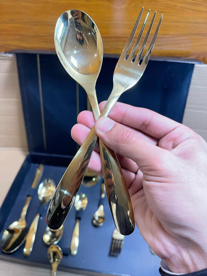 20 Pcs Golden Cutlery Set (Permanent Color)