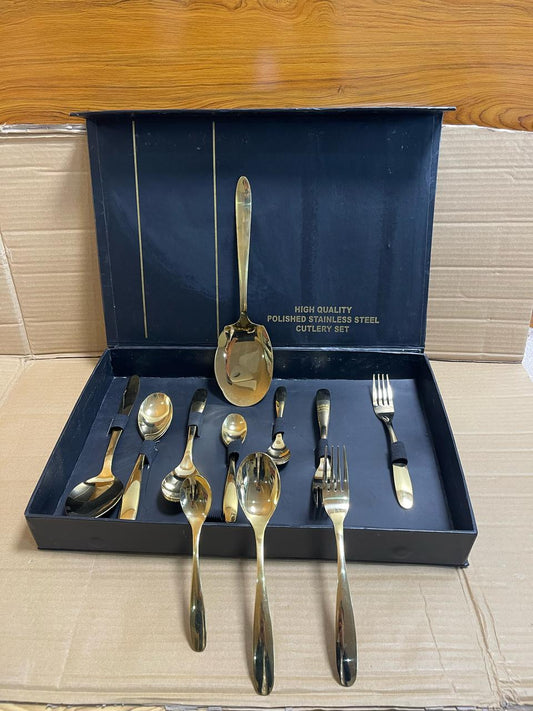 20 Pcs Golden Cutlery Set (Permanent Color)