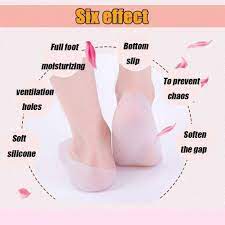 Pack Of 4 Pairs Smiling Foot Anti Crack Full Length Silicone Foot Protector Moisturizing Socks For Foot-Care