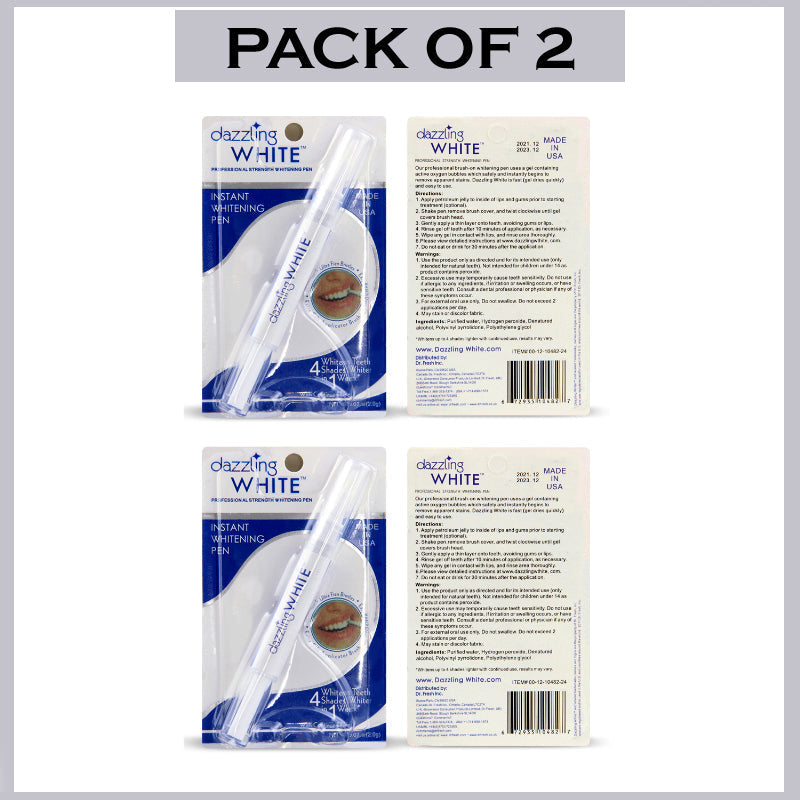 [Pack Of 2]  Dazzling White Hygienic Professional Strength Teeth Whitening Pens